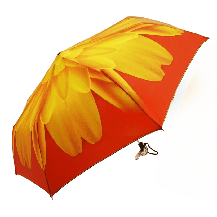 Flowered Women's Folding Umbrella with Duck Handle