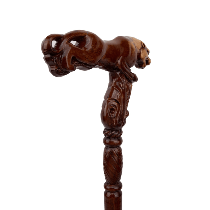 Folding Antique Style Leopard Walking Cane, Ergonomic Handle