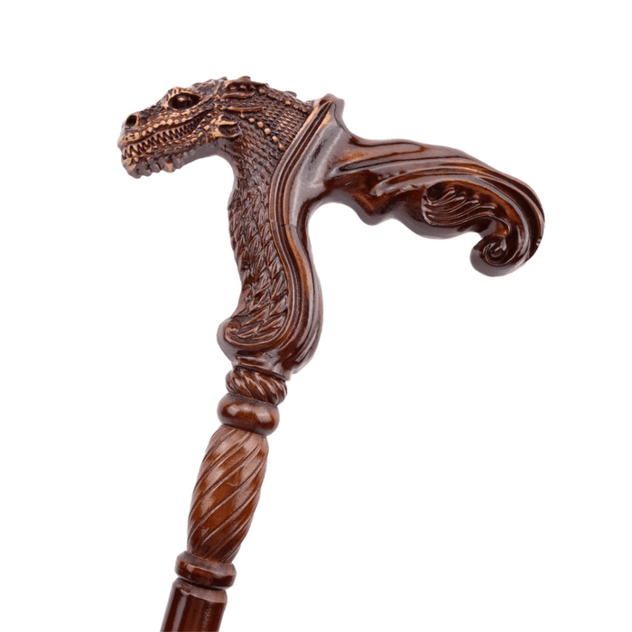 Folding Fancy Dinosaur Wooden Walking Cane, Ergonomic Handle