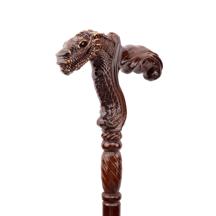 Folding Fancy Dinosaur Wooden Walking Cane, Ergonomic Handle