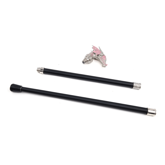 Folding Fashion Pink Silver Luxury Dragon Design Walking Stick