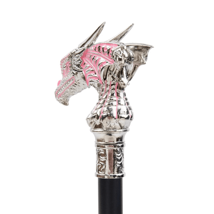 Folding Fashion Pink Silver Luxury Dragon Design Walking Stick