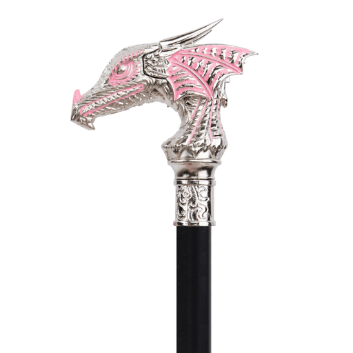 Folding Fashion Pink Silver Luxury Dragon Design Walking Stick