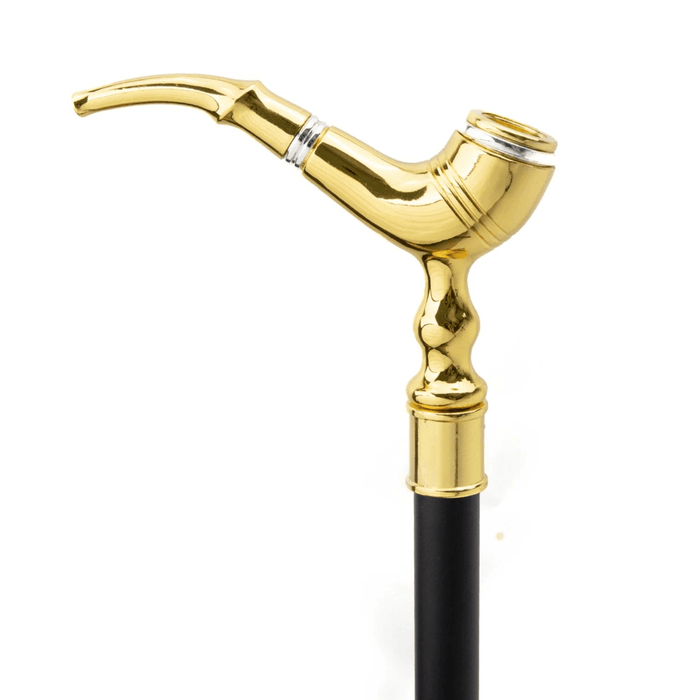 Folding Golden Pipe Fashion Walking Stick For Gentleman