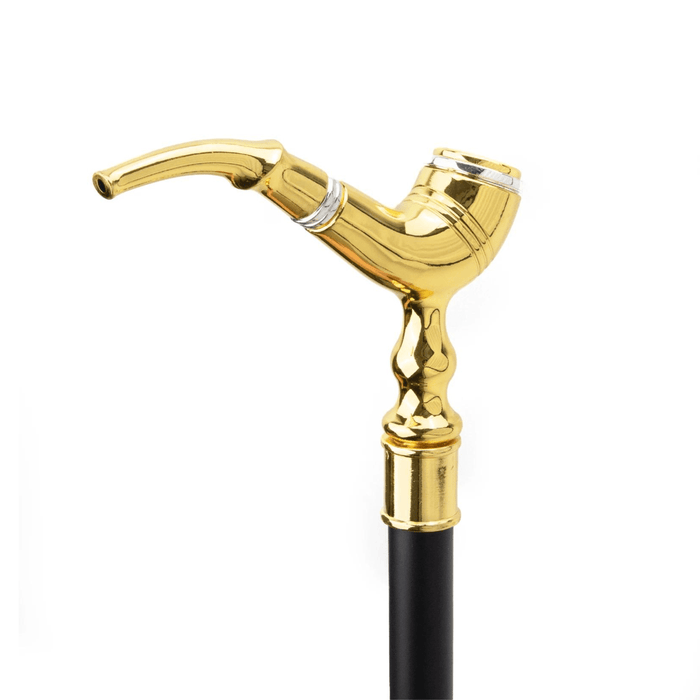 Folding Golden Pipe Fashion Walking Stick For Gentleman