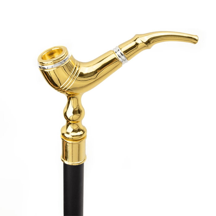 Folding Golden Pipe Fashion Walking Stick For Gentleman