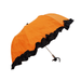 Folding Orange Umbrella with Black Ruffle