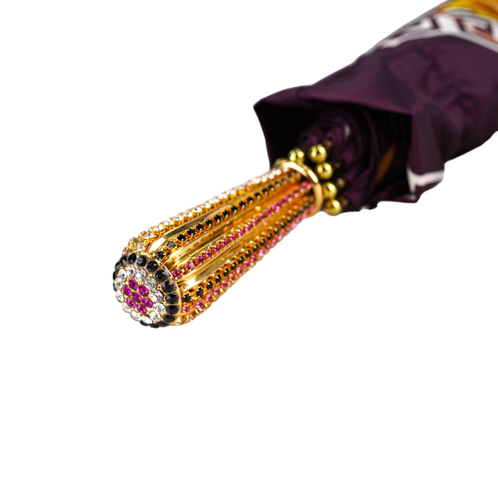 Folding Umbrella in Plum Color with Ornamental Design