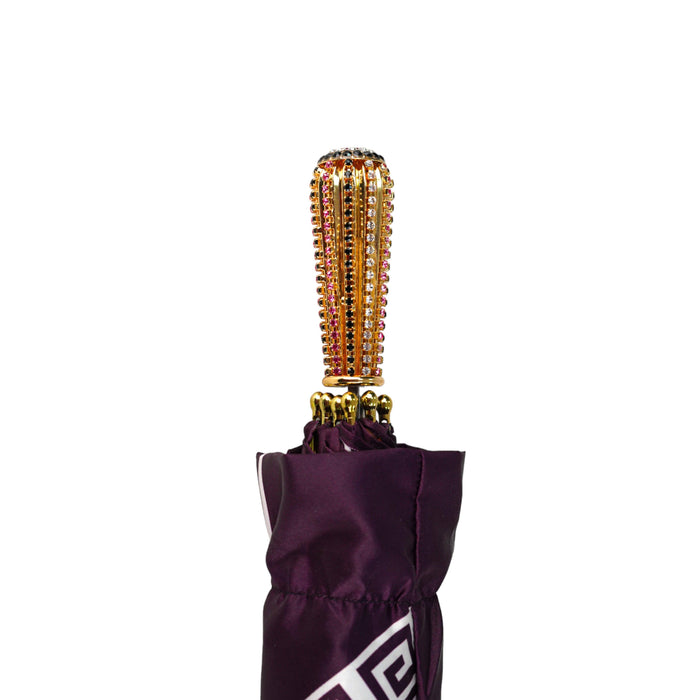 Folding Umbrella in Plum Color with Ornamental Design