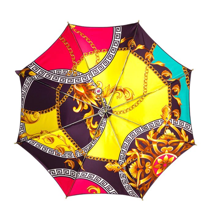 Folding Umbrella in Plum Color with Ornamental Design