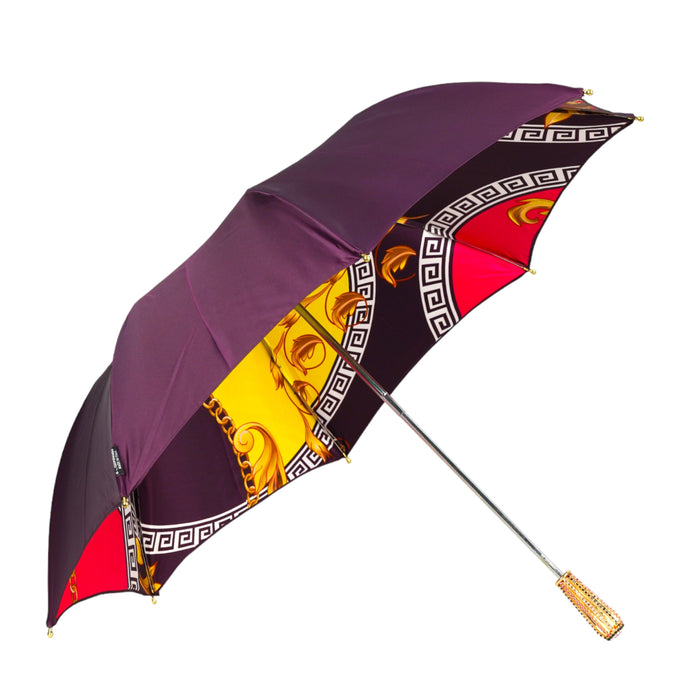 Folding Umbrella in Plum Color with Ornamental Design