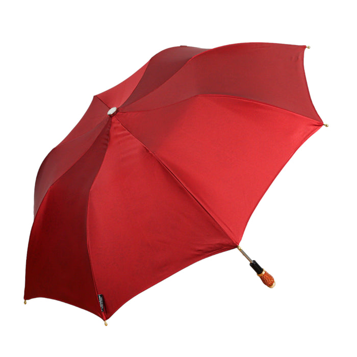 Folding Umbrella with Damask Design in Amaranth Color