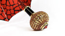 Folding Umbrella with Handle Decorated with Red Crystals