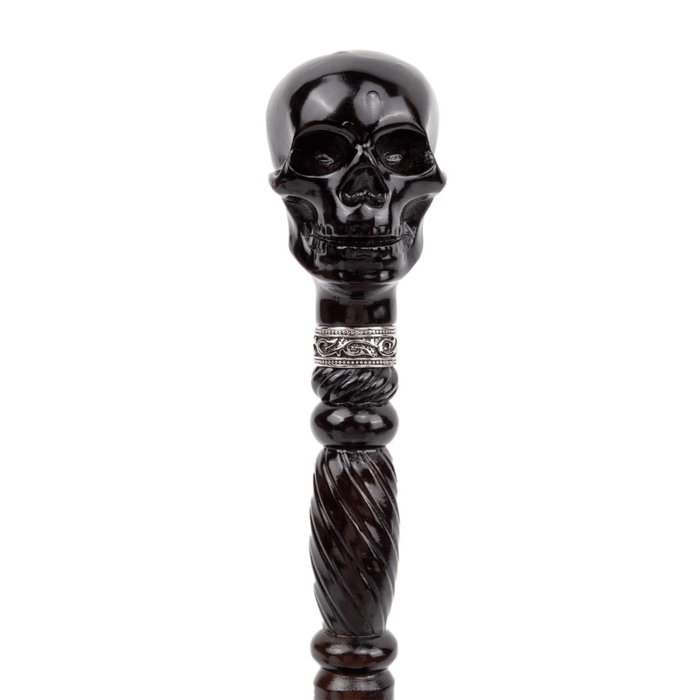 Folding Unique Skull Wooden Walking Cane, Hand Carved