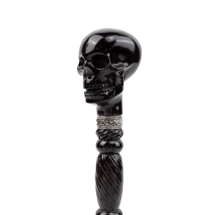 Folding Unique Skull Wooden Walking Cane, Hand Carved