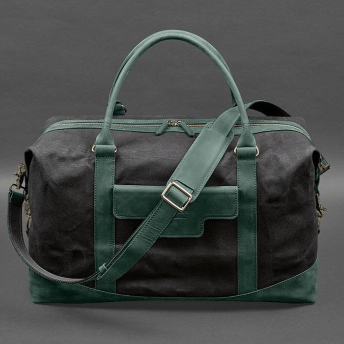 Formal Travel Bag In Canvas and Natural Leather