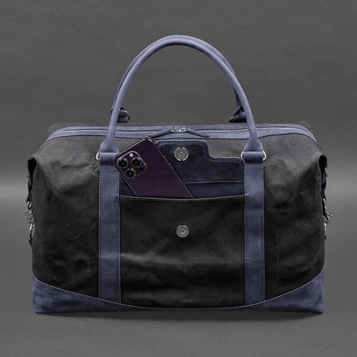 Formal Travel Bag In Canvas and Natural Leather