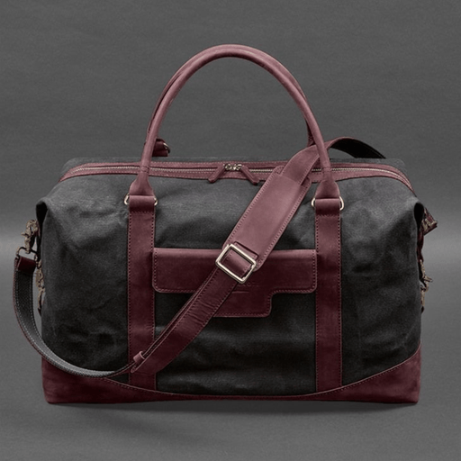 Formal Travel Bag In Canvas and Natural Leather