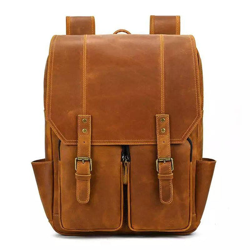 Full Grain Leather Backpack Rucksack Hiking Backpack