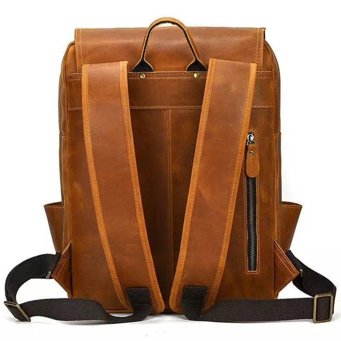 Full Grain Leather Backpack Rucksack Hiking Backpack