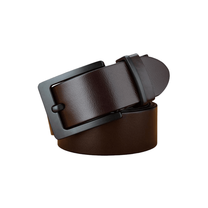 Full Grain Leather Belt With Black Buckle For Men, Casual Model