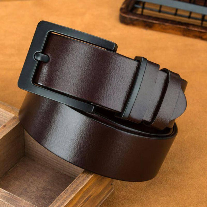 Full Grain Leather Belt With Black Buckle For Men, Casual Model