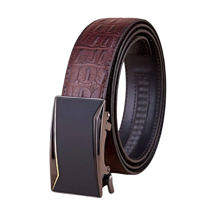 Full Grain Leather Suit Belt, Crocodile Style, For Men, Riccardo Model