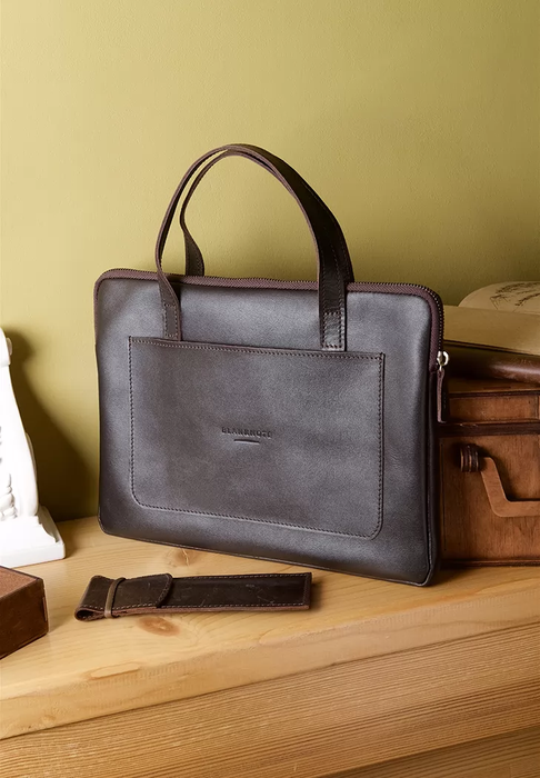 full grain leather laptop sleeve 13 inch with handles