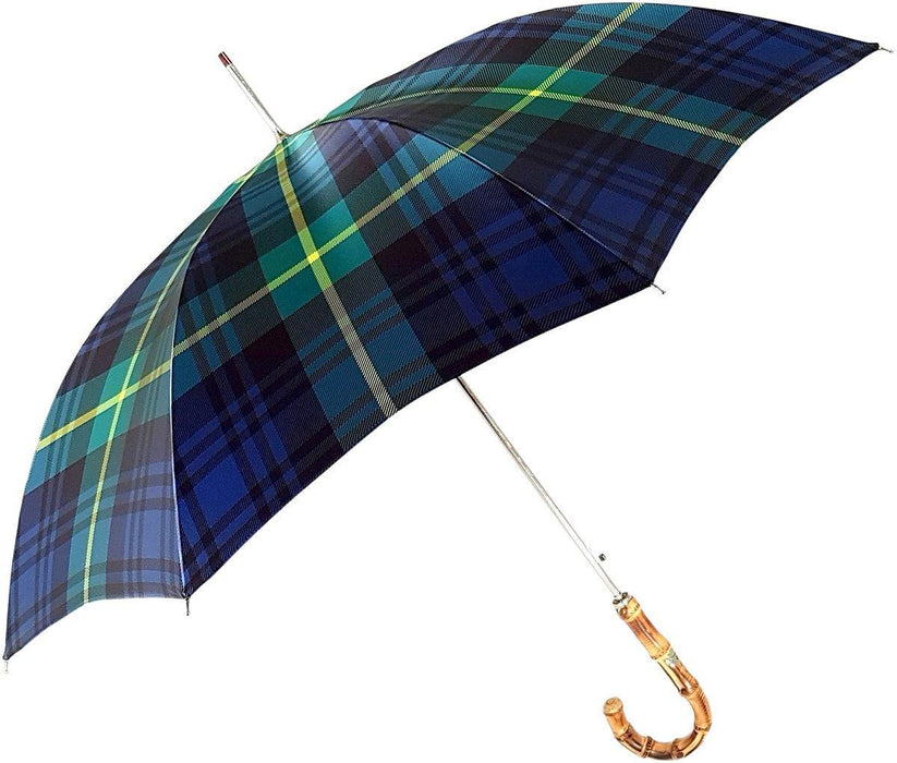 Gents Umbrella with Tartan Design and Bamboo Handle