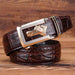 Genuine Leather Belt With Golden Crocodile Buckle For Men, Ravil Model