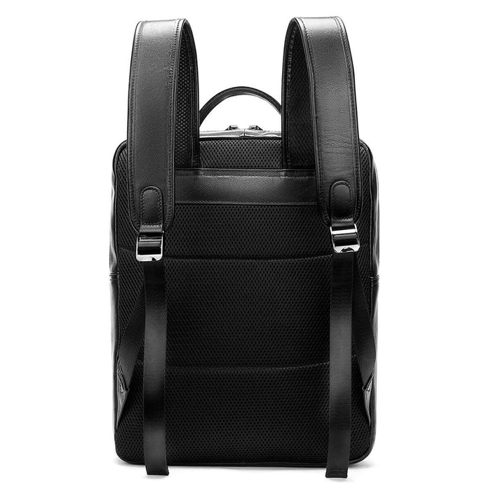 Black Leather Business Laptop Backpack