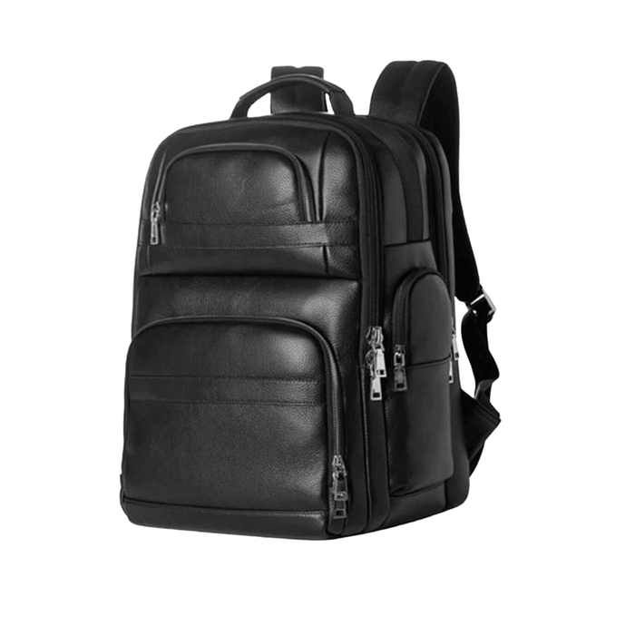 Genuine Leather USB Charging Waterproof Backpack