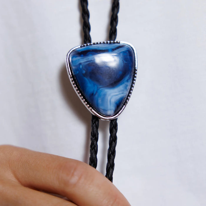 geometric stone bolo tie