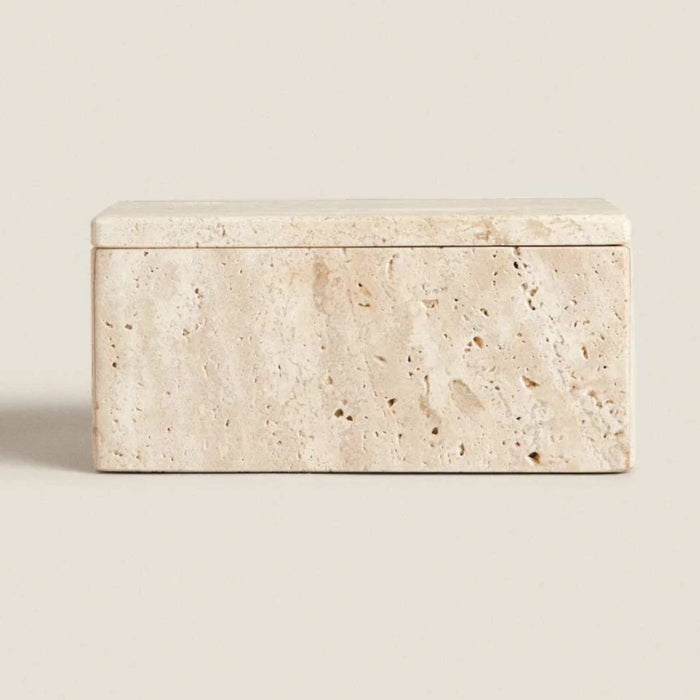 Elegant Travertine Stone Storage Box – Unique Natural Organizer