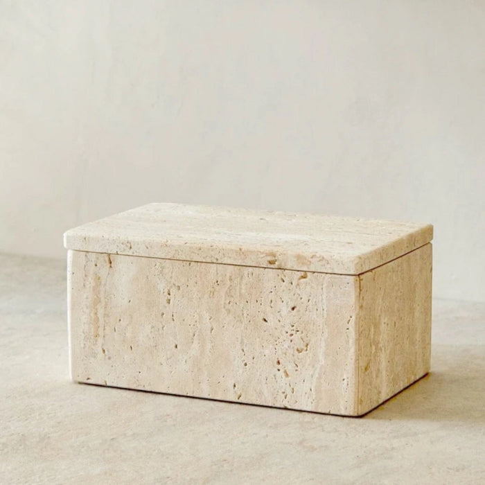 Elegant Travertine Stone Storage Box – Unique Natural Organizer