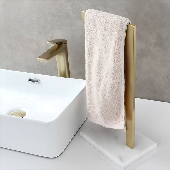 Stylish Dual Rod Stainless Steel and Marble Towel Holder