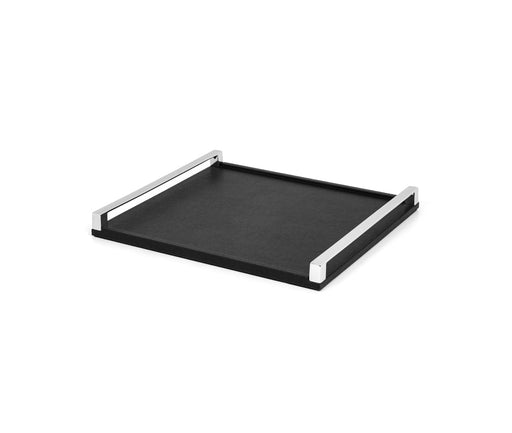 Designer Giove Tray Featuring Leather and Refined Metal Handles