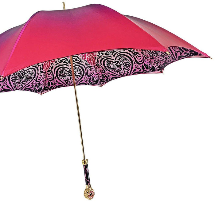 Glamour Fuchsia Umbrella with Medallion and Crystals