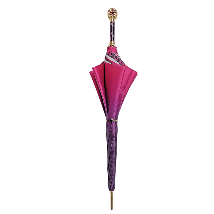 Glamour Fuchsia Umbrella with Medallion and Crystals