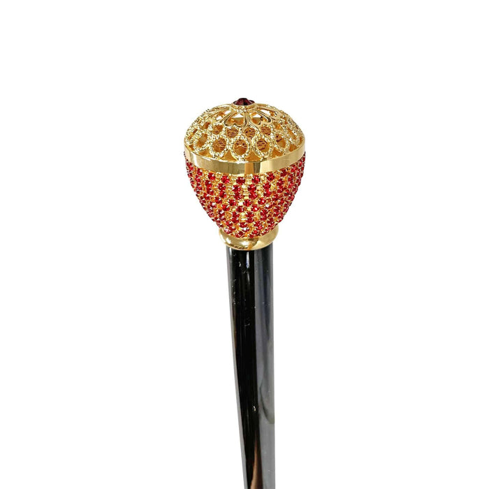 Glamour Red Crystals Encrusted Knob Walking Stick