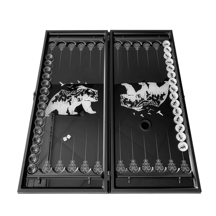 Glass Backgammon Black Bear, Backgammon Set, Backgammon Board