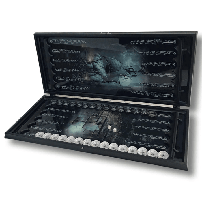 Glass Backgammon "Ship", Large Backgammon Set, Luxury Gift For Him - Artynov | Unique Handmade Accessories