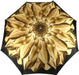 Gold and Brown Dahlia Print Folding Umbrella