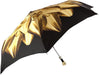 Gold and Brown Dahlia Print Folding Umbrella