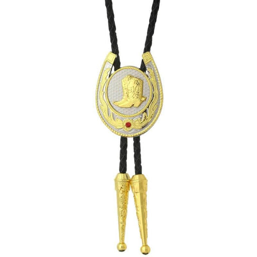 Gold Cowboy Boot Bolo Tie