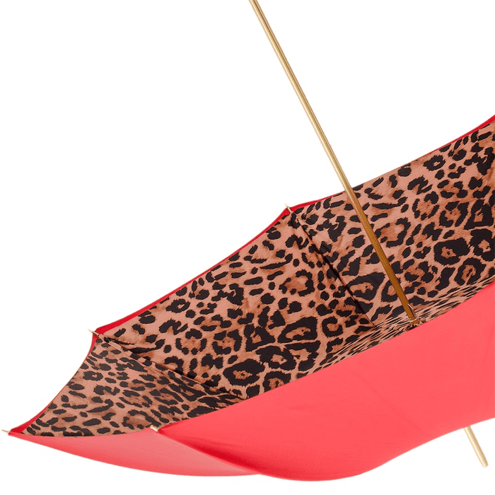 Gold Handle Red Leopard Print Umbrella High-Quality