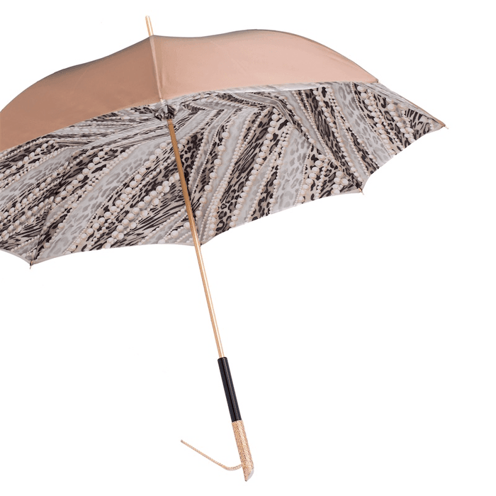 Gold Pearl Print Double Cloth Designer Umbrella