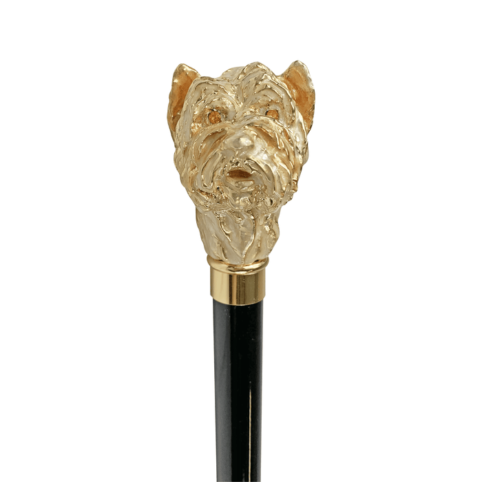 Gold-plated and Hand Enamelled Dog Handle Cane