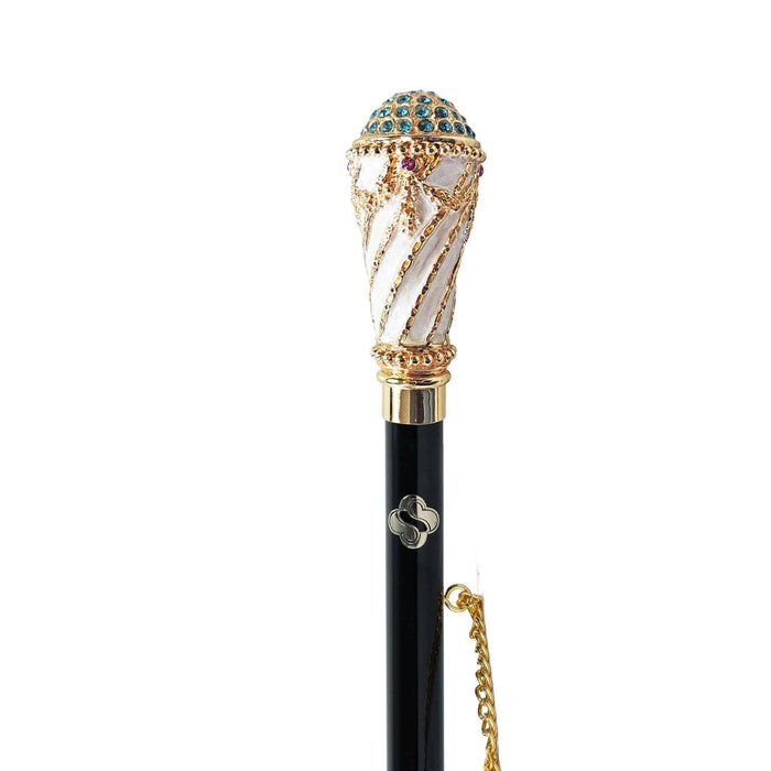 Gold-Plated Shoehorn with Crystal and Enamel-Adorned Handle