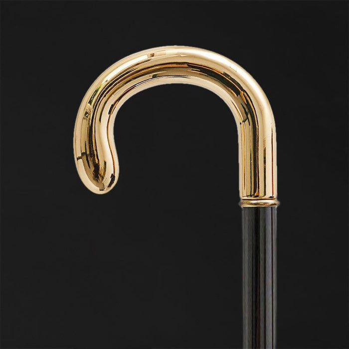 Gold-Silver Crook Handle Walking Stick - Tourist Style